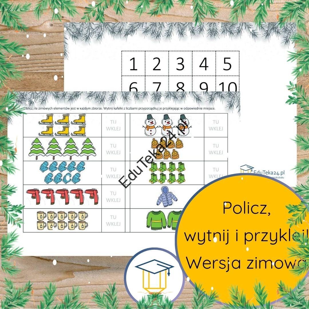 EduTeka24.pl Policz, wytnij, przyklej! Wycinanka zimowa